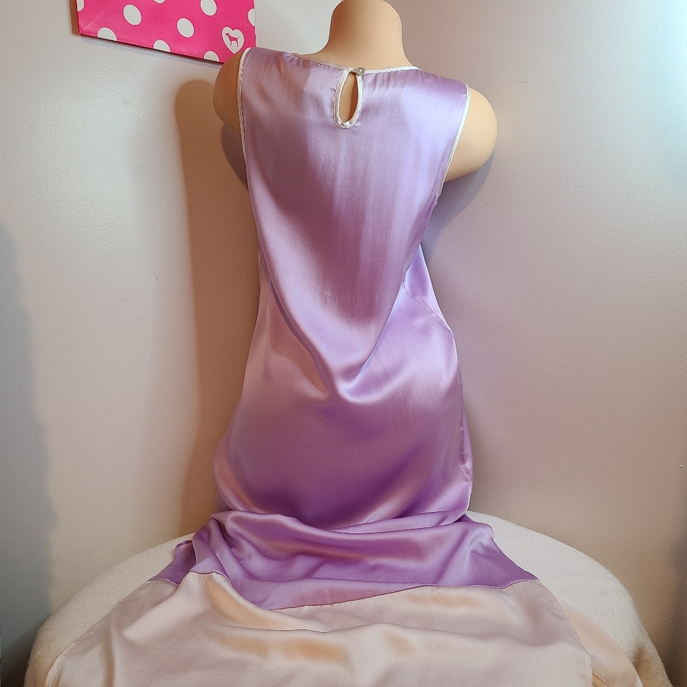 VTG Lillianna 100% Silk Colorblock Long Maxi Slip Dress Nightgown Size Sm - Picture 6 of 8